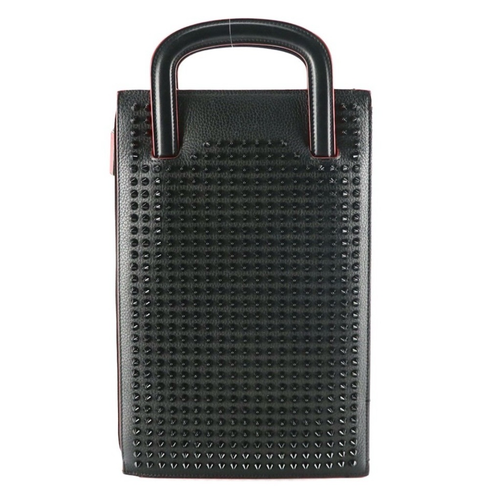 Christian Louboutin Spiked Leather Trictac Handbag in Black & Red